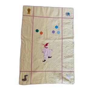 Vintage Handmade Circus Themed Yellow Nursery Crib Blanket